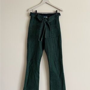 Cruise Designer Womens Tie Waist Green Stone Wash Jeans Size 38